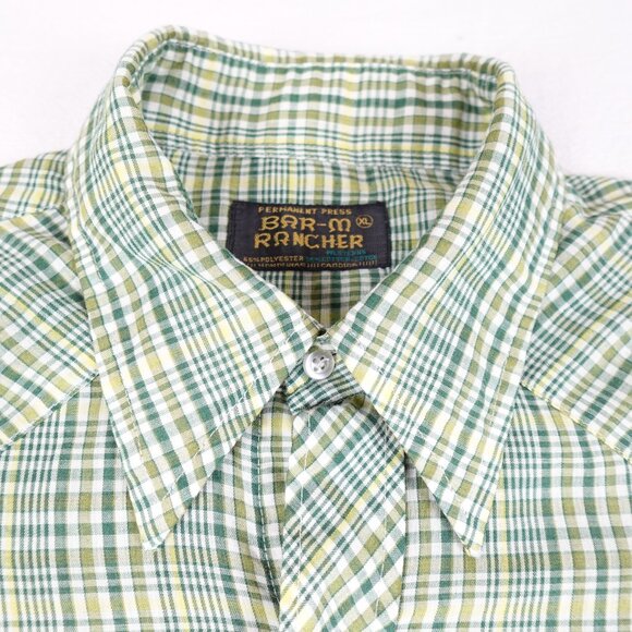 Vintage BAR-M RANCHER Western Pearl Snap Plaid Shirt Men's XL Collared Sawtooth - Picture 2 of 11